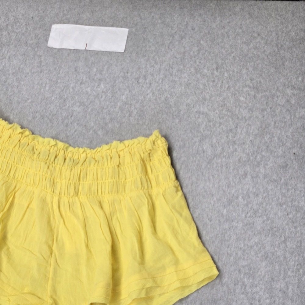 Anthropologie Women Shorts L Yellow Smocked Pull On NWt - Picture 3 of 13